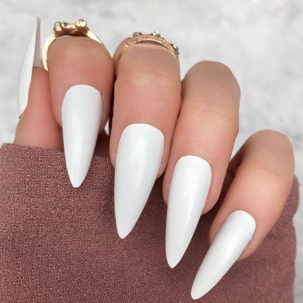 White Gloss Midi Stiletto - doobysnailsltd