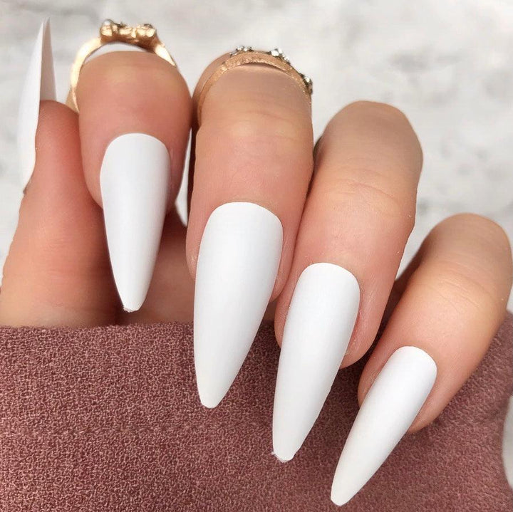 White Matte Midi Stiletto - doobysnailsltd