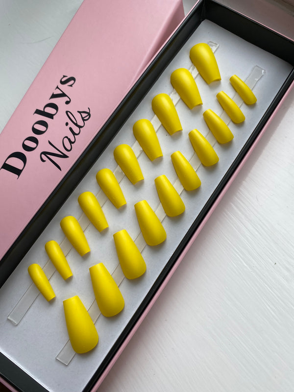 Yellow Matte Midi Coffin - doobysnailsltd