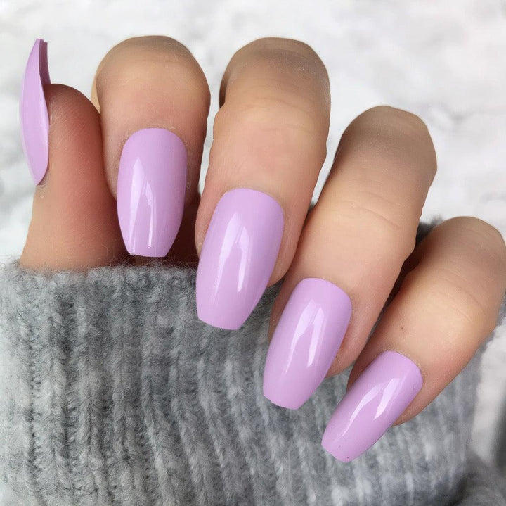 Soft Lilac Gloss Coffin - doobysnailsltd