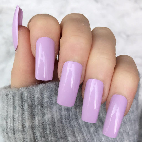 Soft Lilac Gloss Long Square - doobysnailsltd