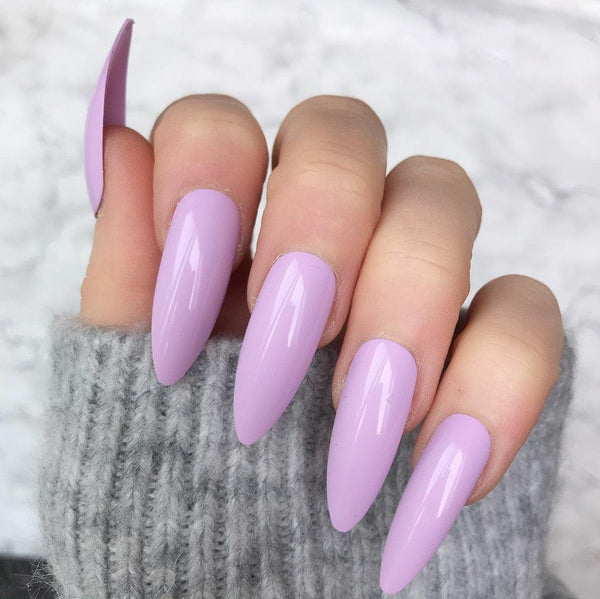 Soft Lilac Gloss Long Stiletto - doobysnailsltd