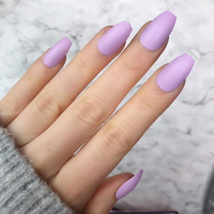 Soft Lilac Matte Coffin - doobysnailsltd