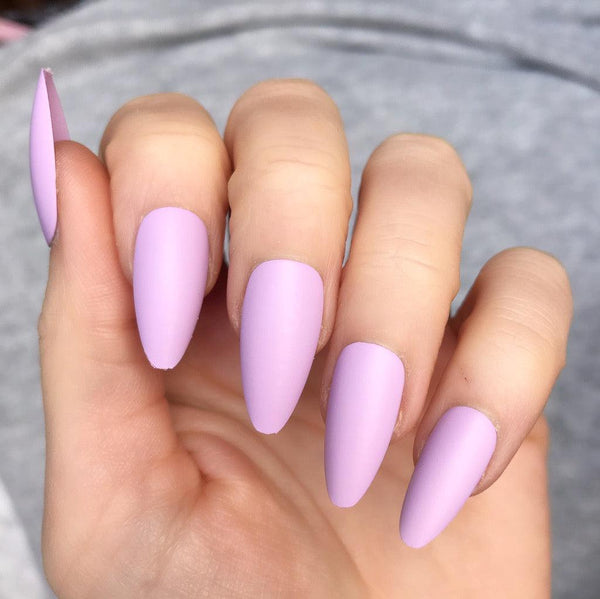 Soft Lilac Matte Long Almond - doobysnailsltd