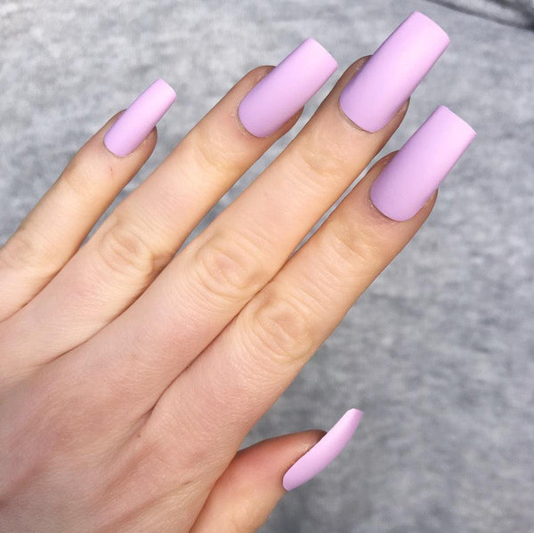 Soft Lilac Matte Long Square - doobysnailsltd