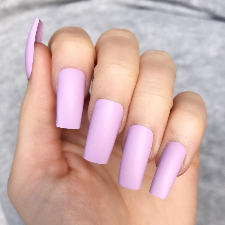 Soft Lilac Matte Long Square - doobysnailsltd