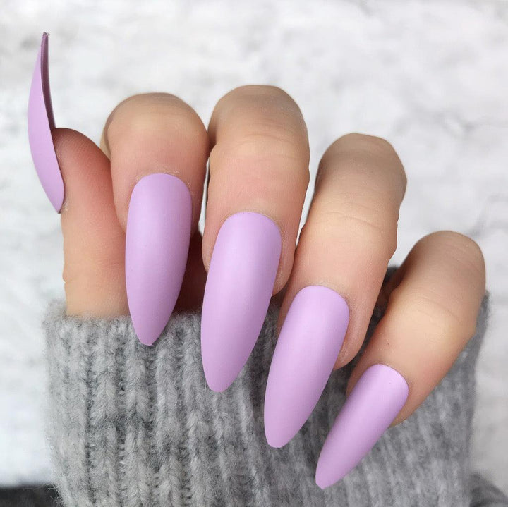 Soft Lilac Matte Long Stiletto - doobysnailsltd