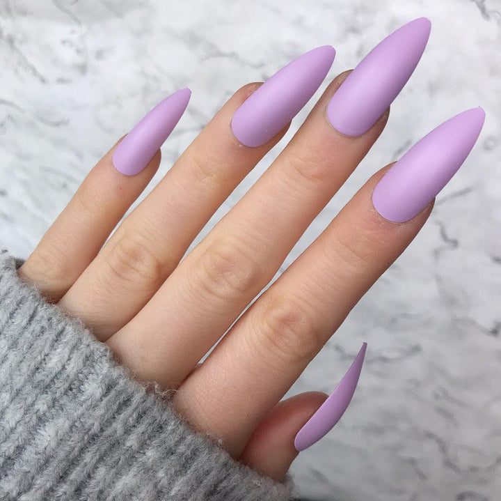 Soft Lilac Matte Long Stiletto - doobysnailsltd