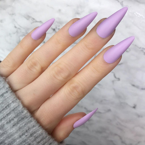 Soft Lilac Matte Midi Stiletto - doobysnailsltd