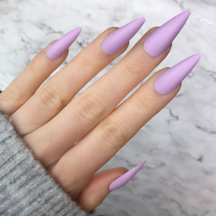 Soft Lilac Matte Midi Stiletto - doobysnailsltd